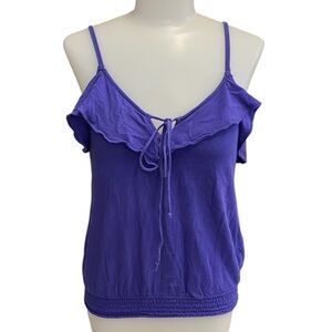 Arizona Jean Company Purple Ruffle Tie Front Tank Top Jr Womens M
